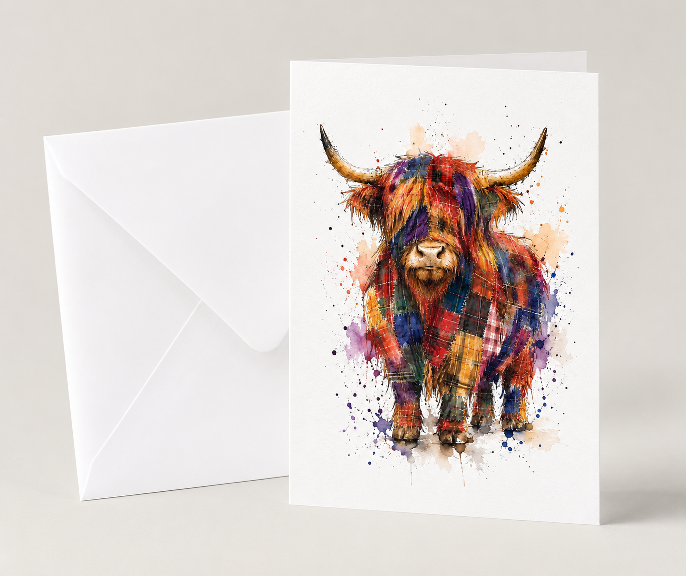 Tartan Highland Cow Card