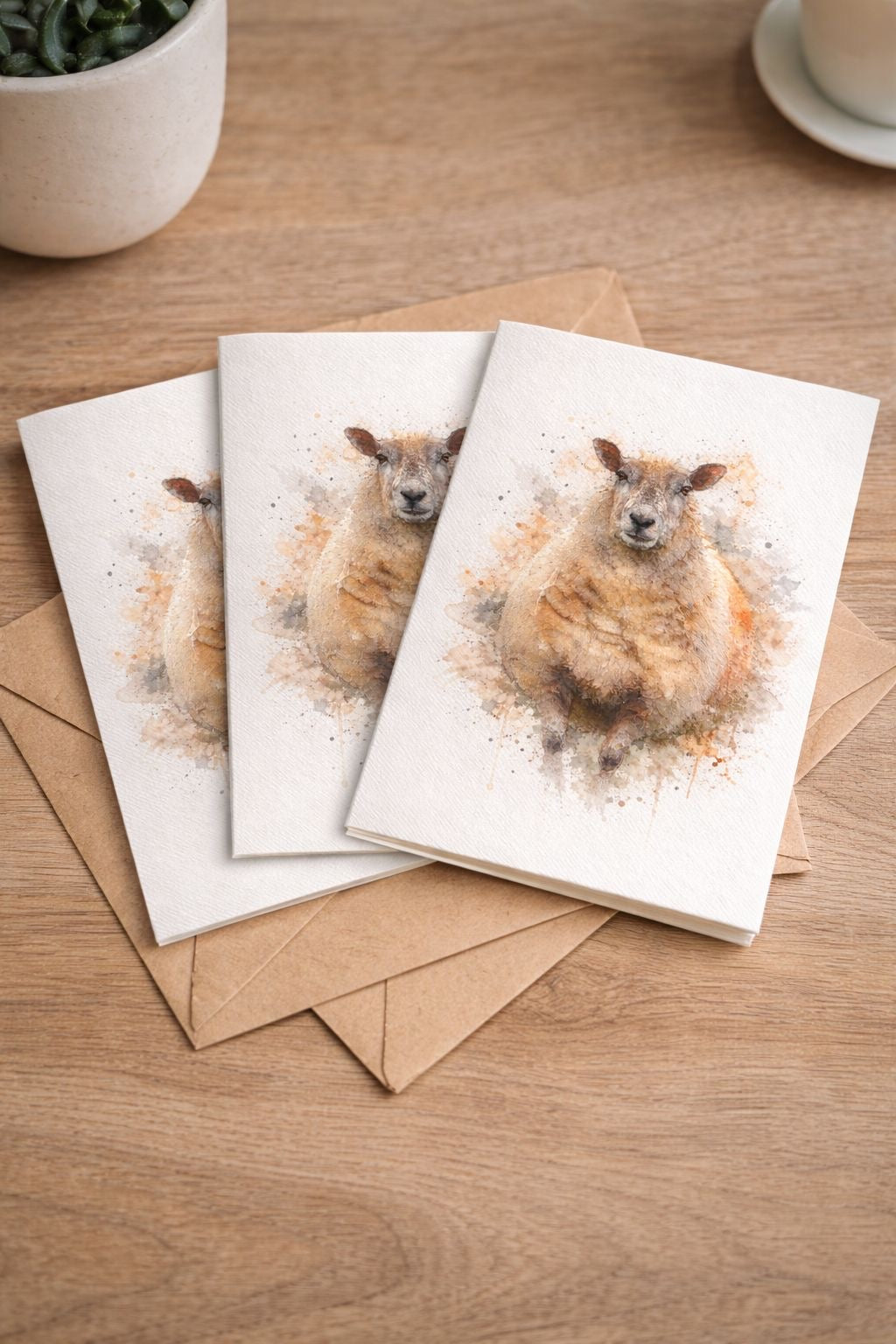 Sheep Watercolour Blank Card