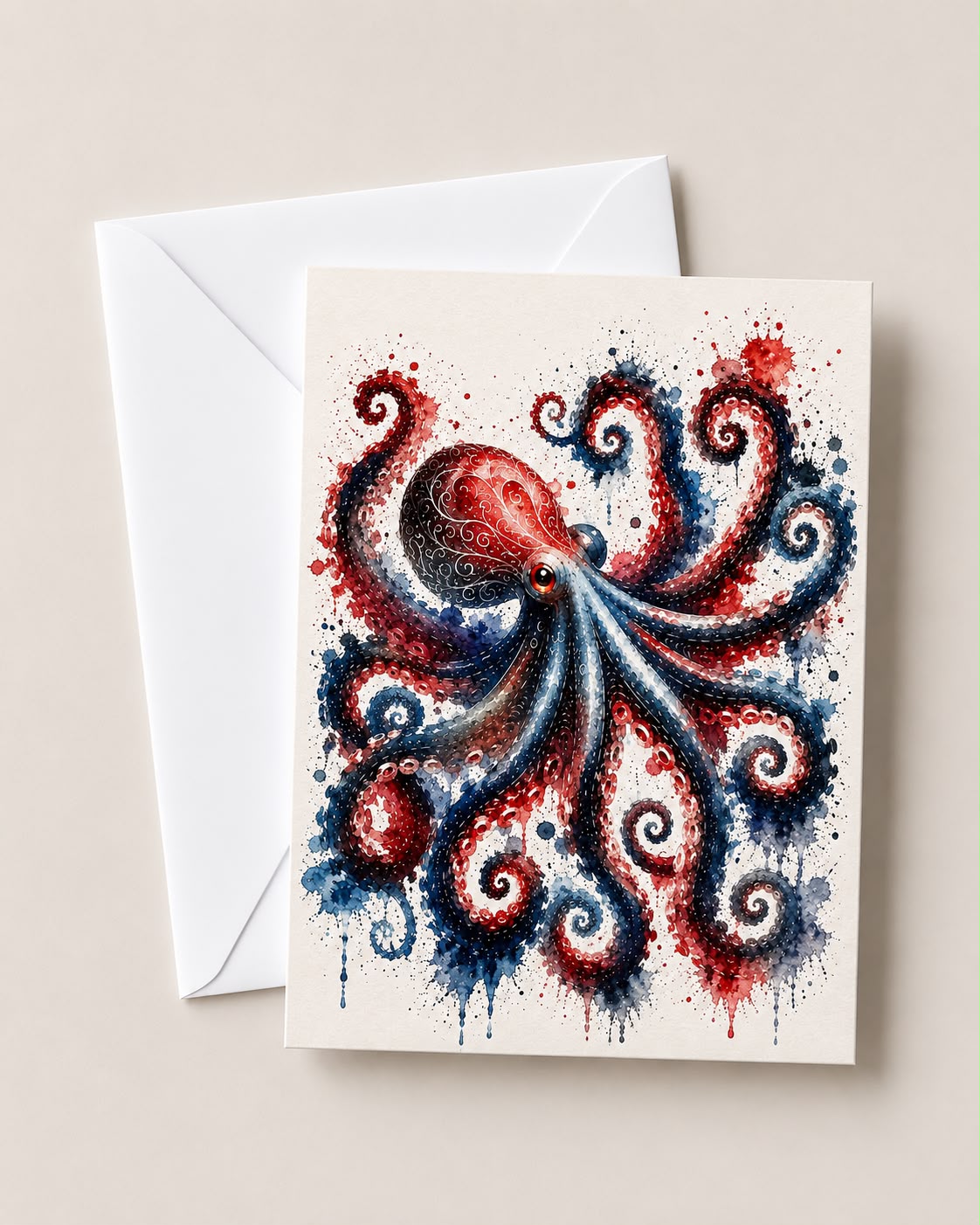 Watercolour Bold Octopus Card