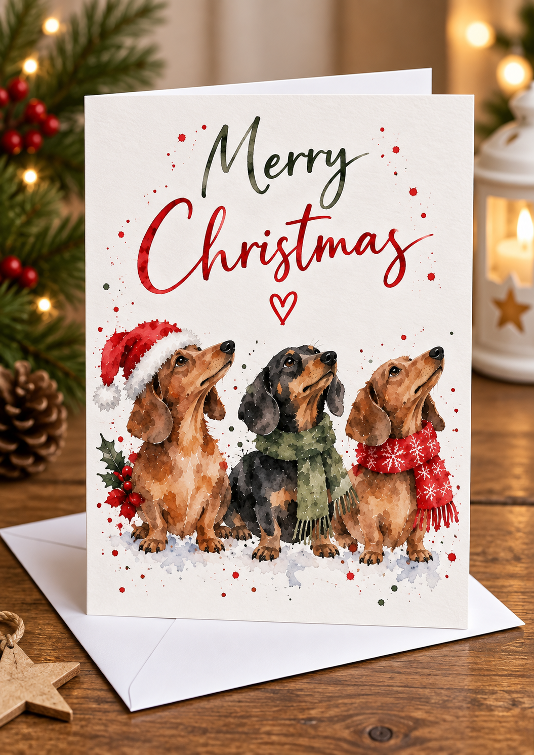 Dachshund Christmas Card
