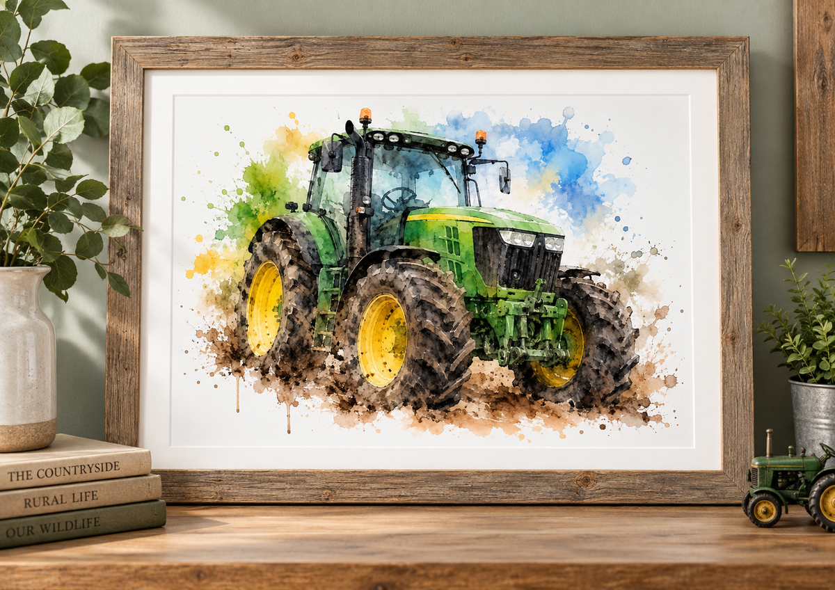Green Tractor Watercolour Print