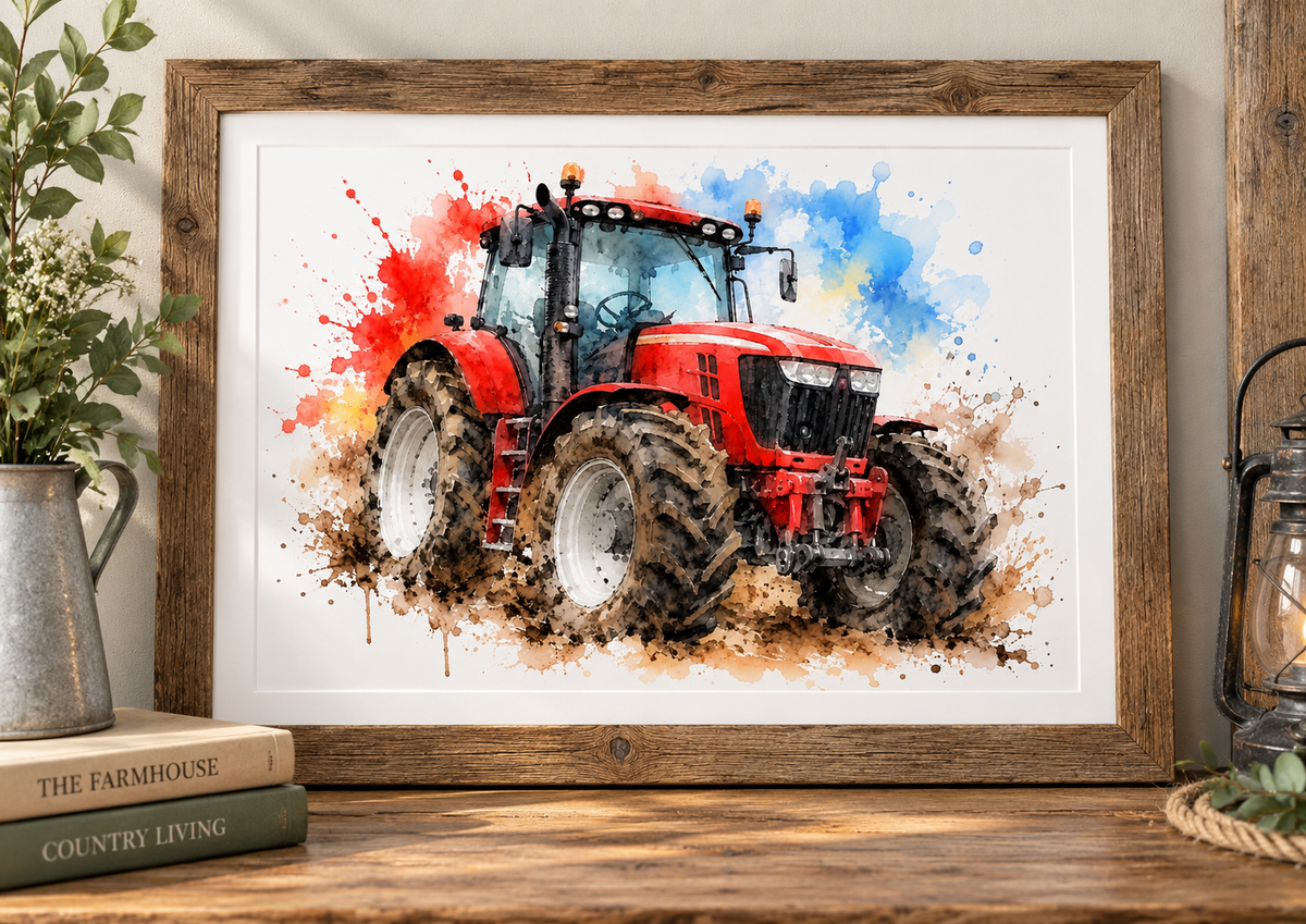 Red Tractor Watercolour Print