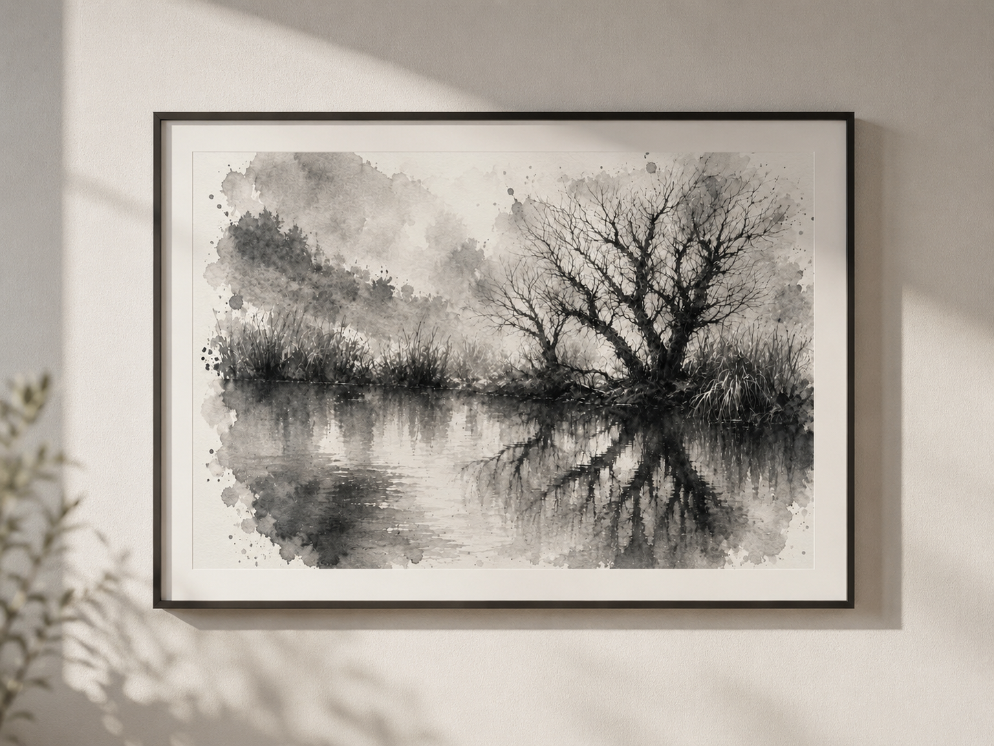 Lakeside Trees Watercolour Print