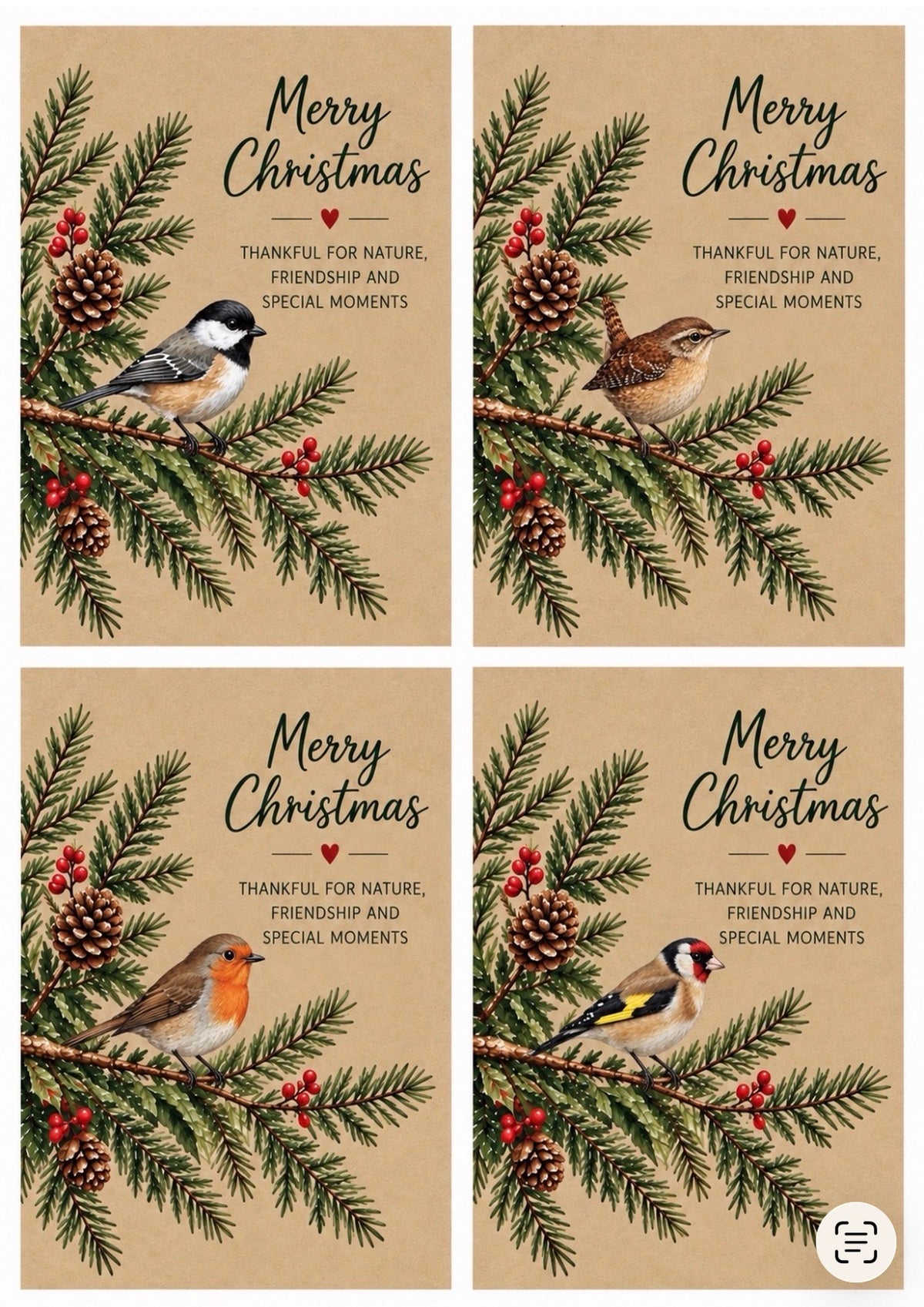 Garden Bird Theme Christmas Cards