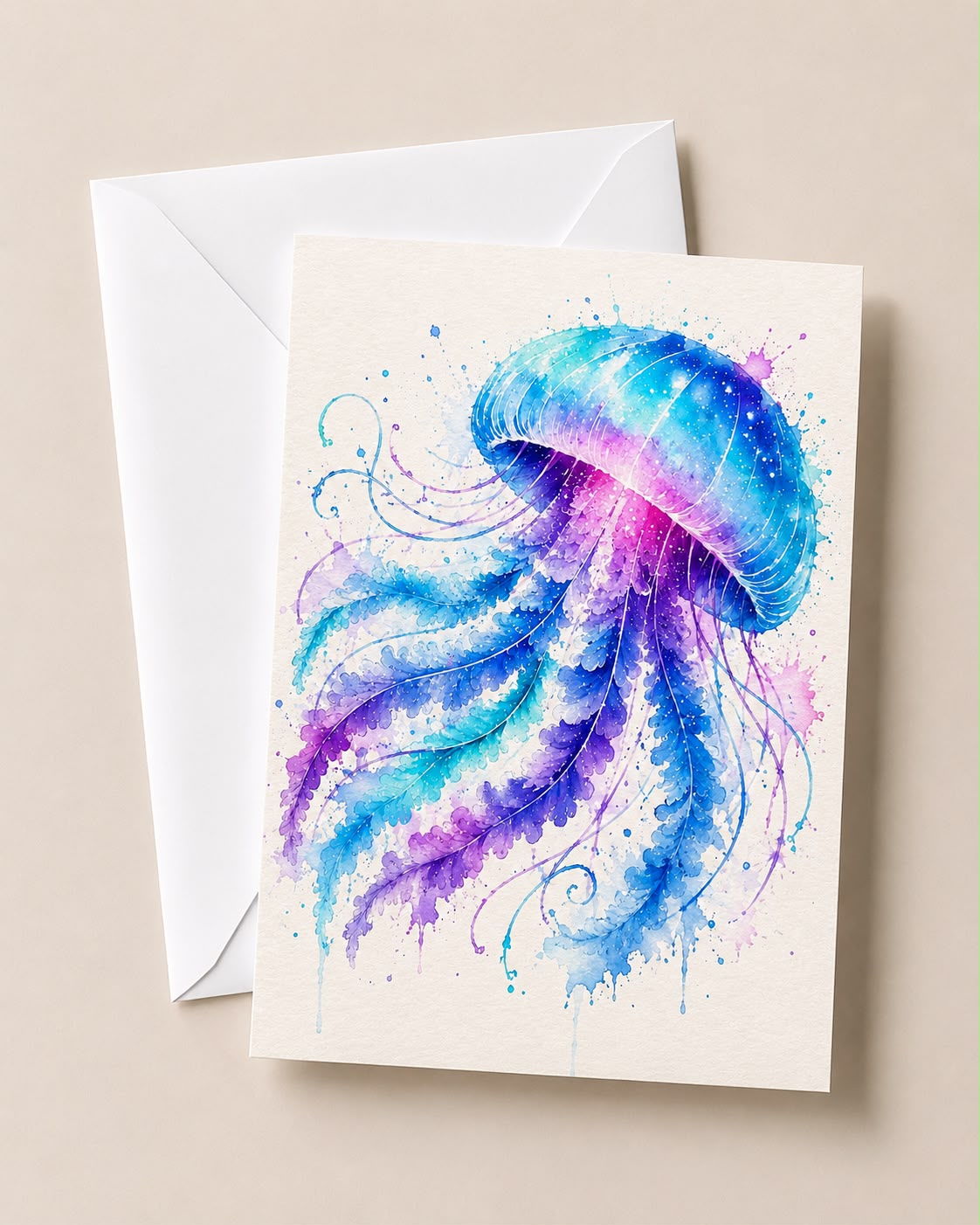 Watercolour Jellyfish Card