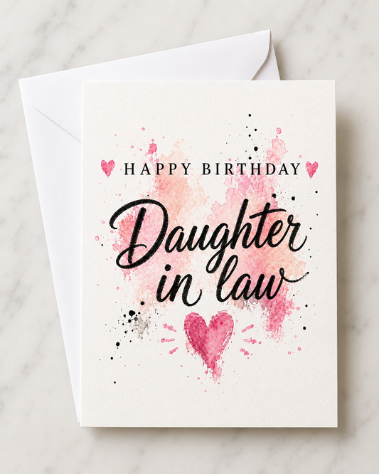 Pink Heart Splash Birthday Cards