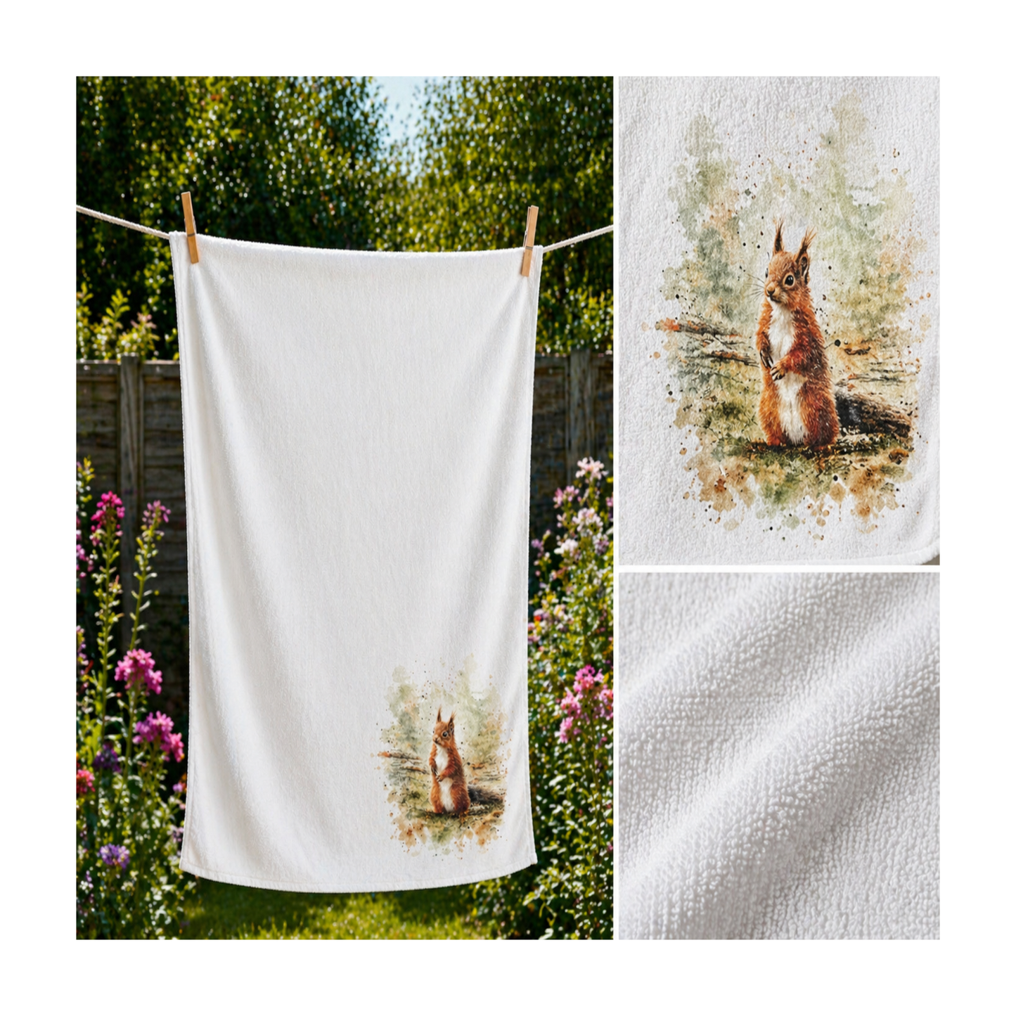 Red Squirrel Tea Towel