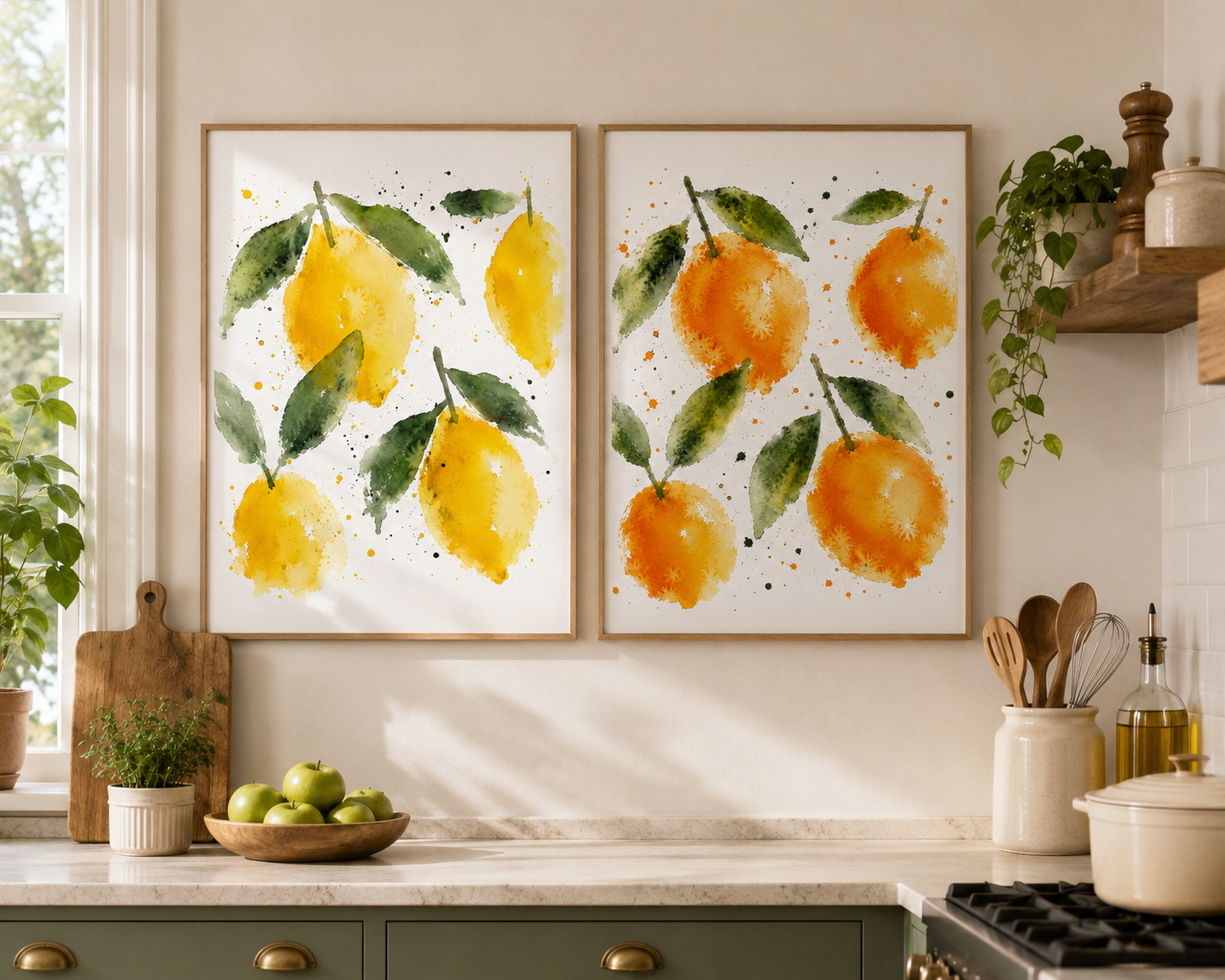 Oranges & Lemons Watercolour Art Print