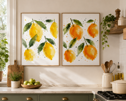 Oranges & Lemons Watercolour Art Print