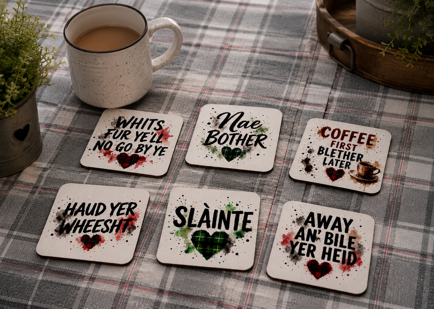 Scottish Phrases MDF Coasters