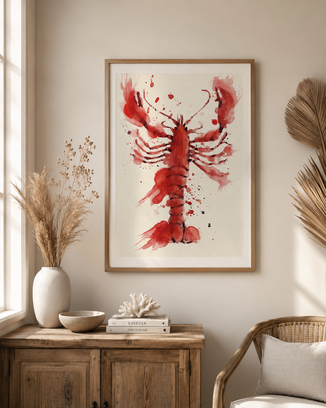 Watercolour Style Lobster Print