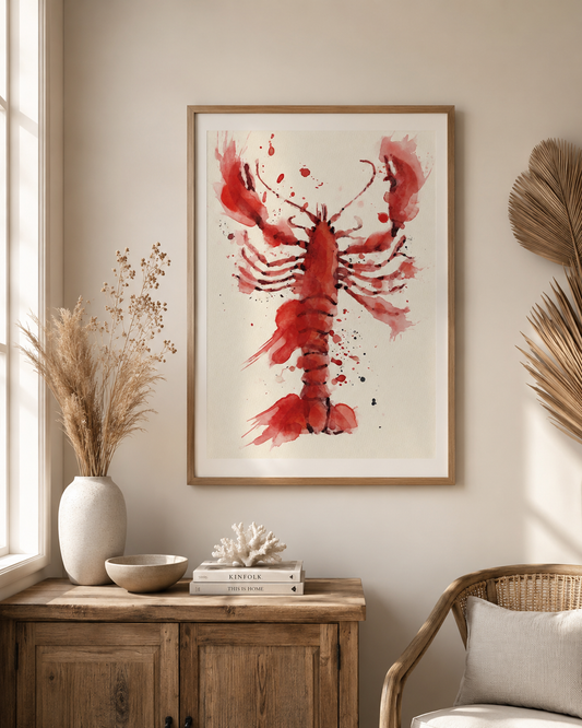 Watercolour Style Lobster Print