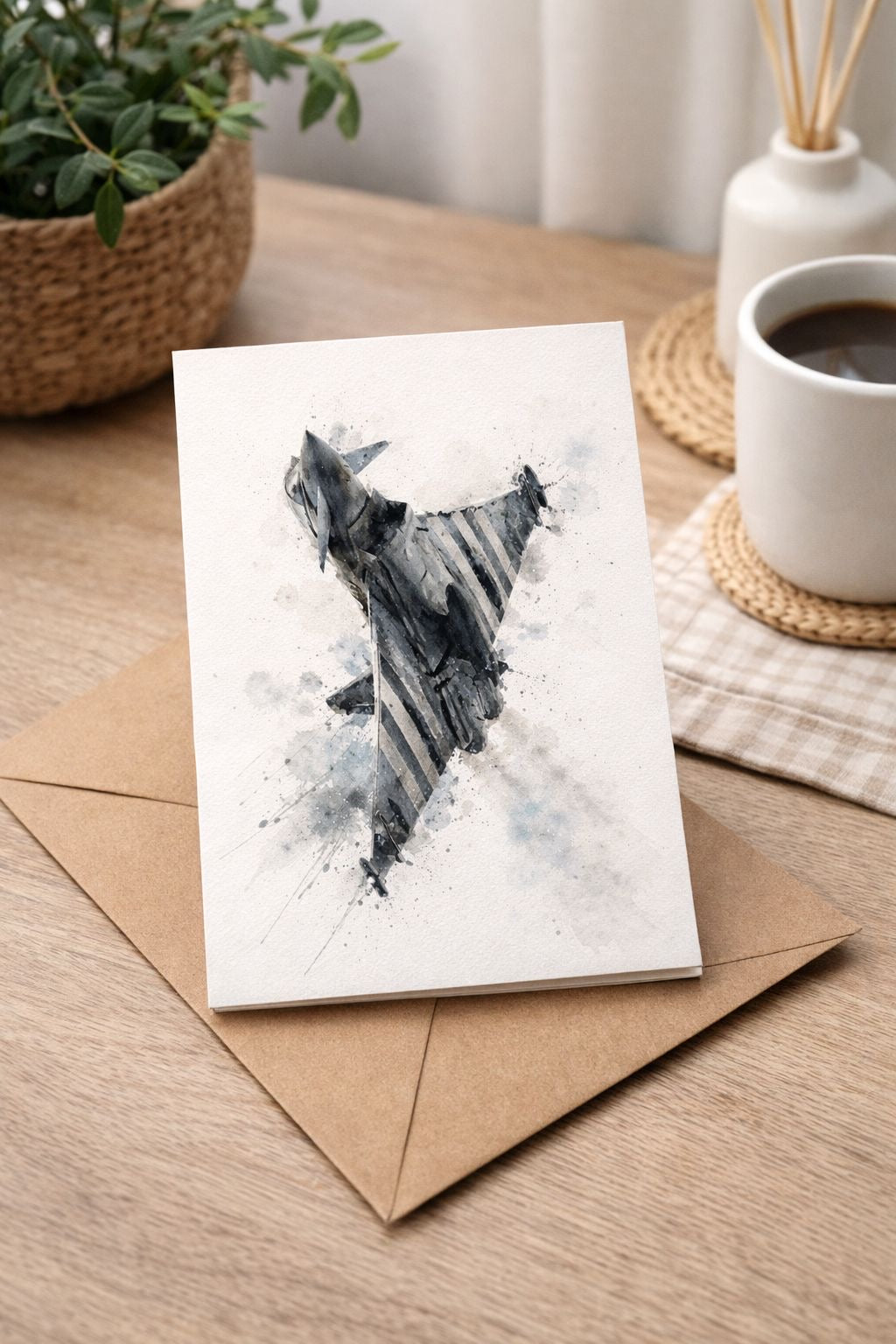 Jet Typhoon Watercolour Blank Card
