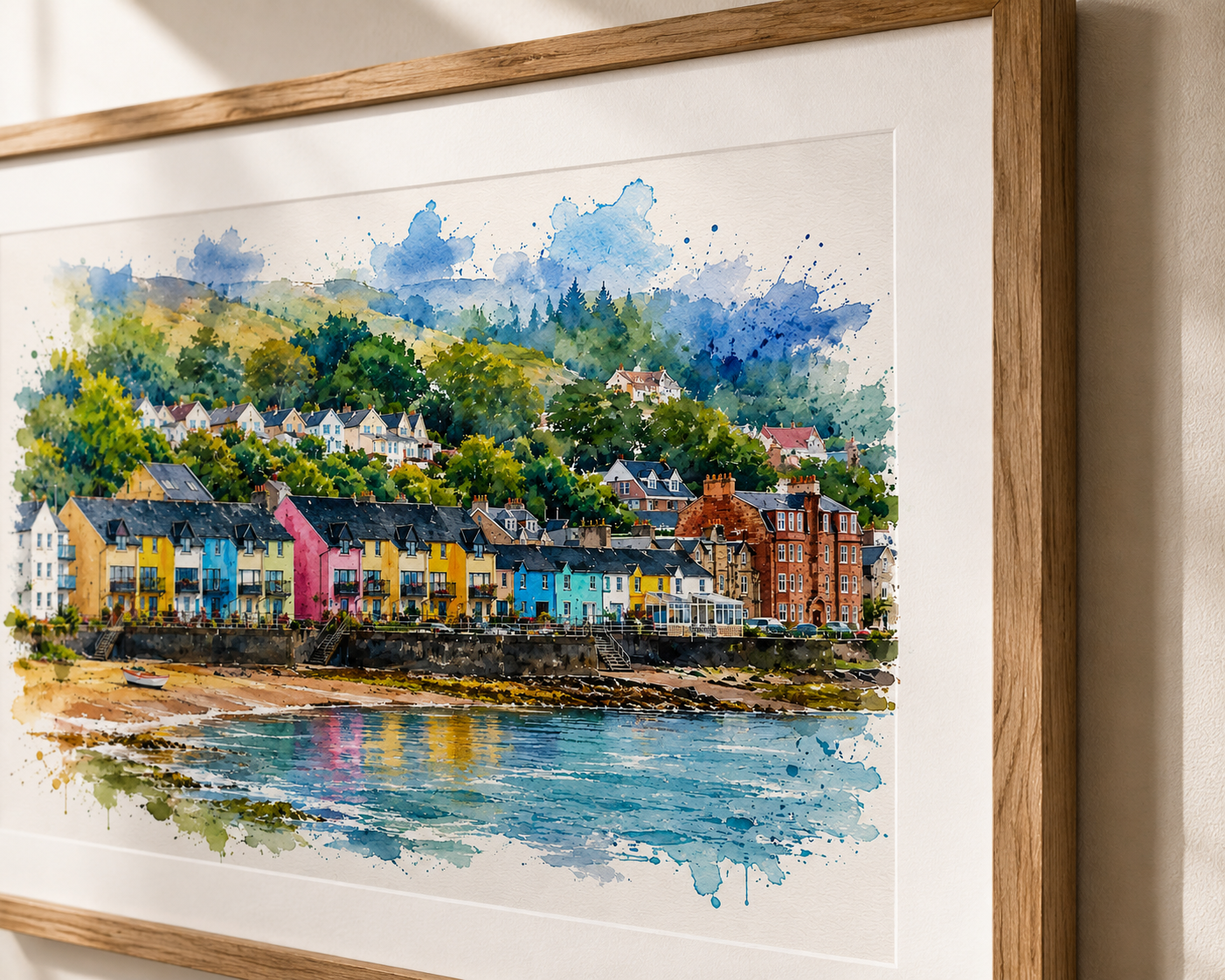 Seaside Houses Watercolour Art Print