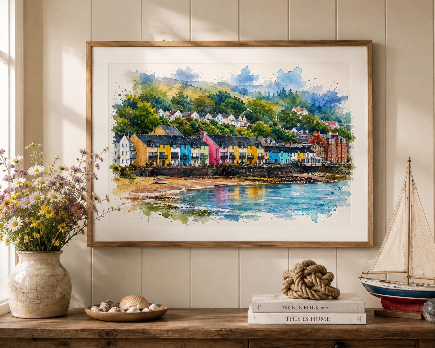 Seaside Houses Watercolour Art Print