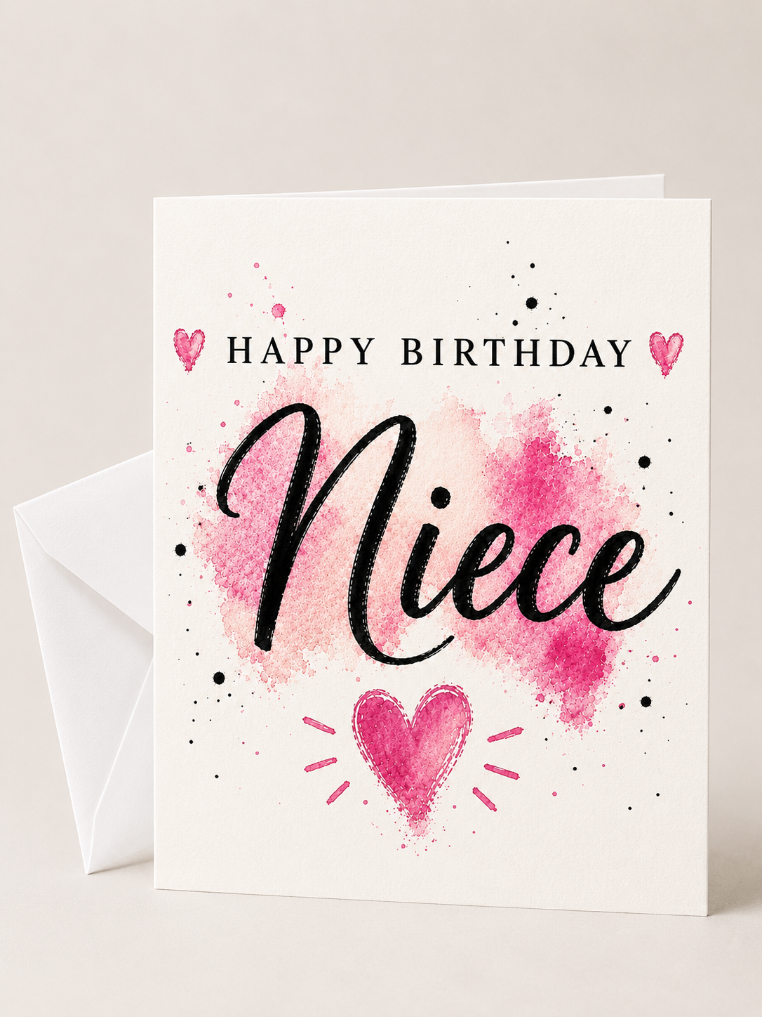 Pink Heart Splash Birthday Cards
