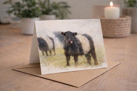 Belted Galloway Watercolour Blank Card