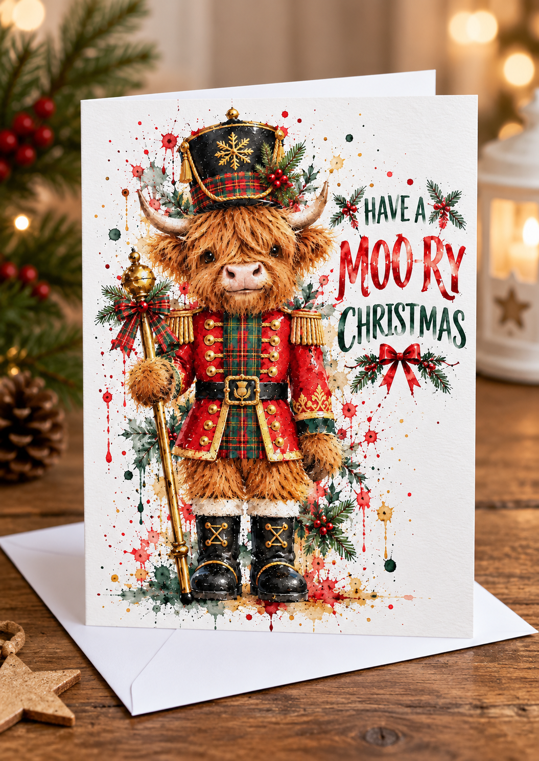 Highland Cow Nutcracker Card