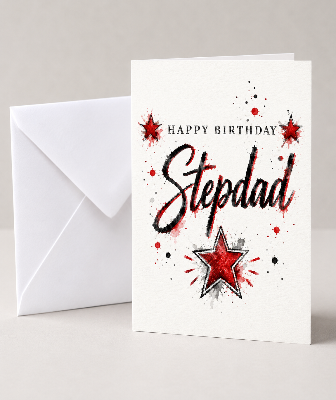 Black & Red Star Male Birthday Cards