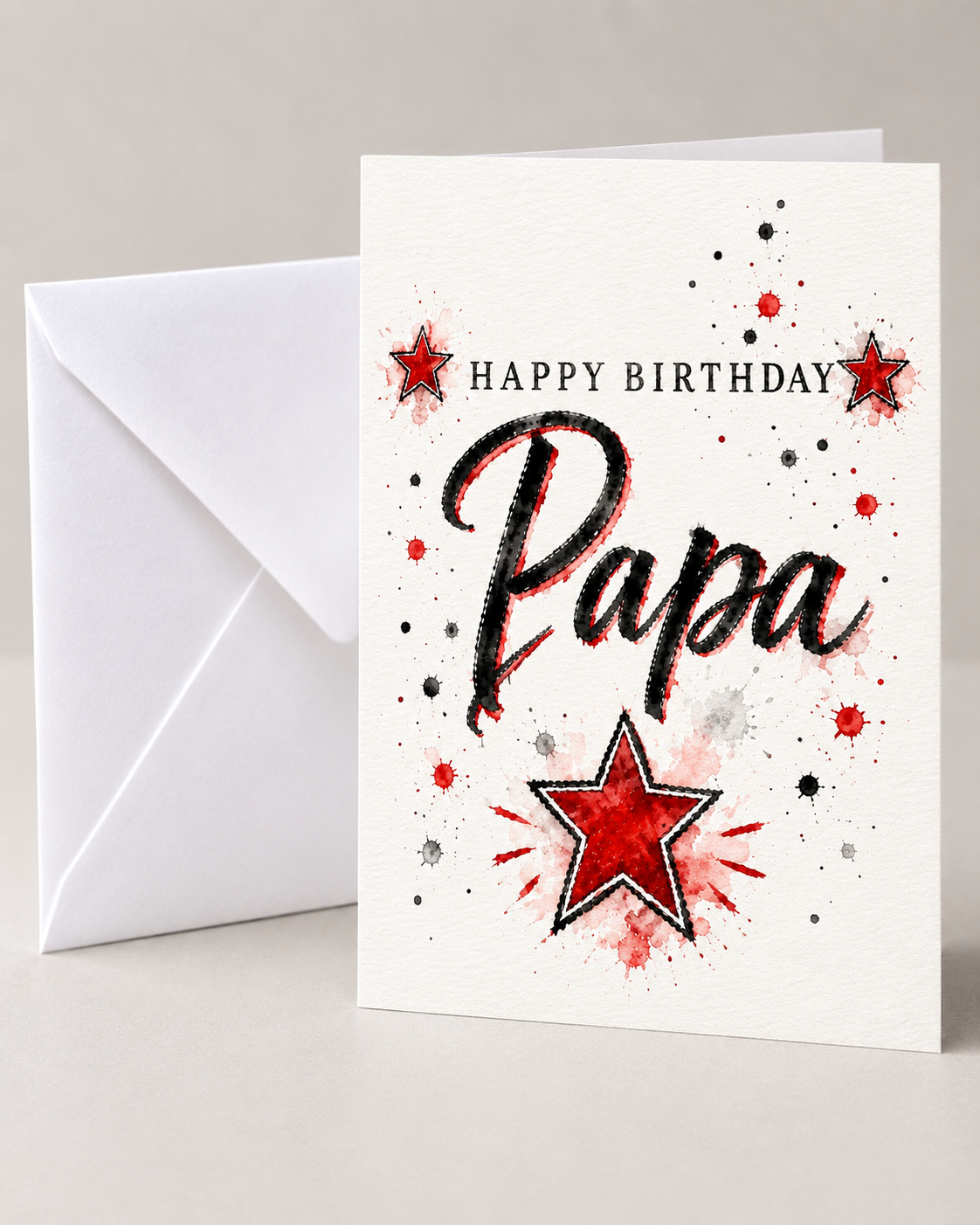 Black & Red Star Male Birthday Cards