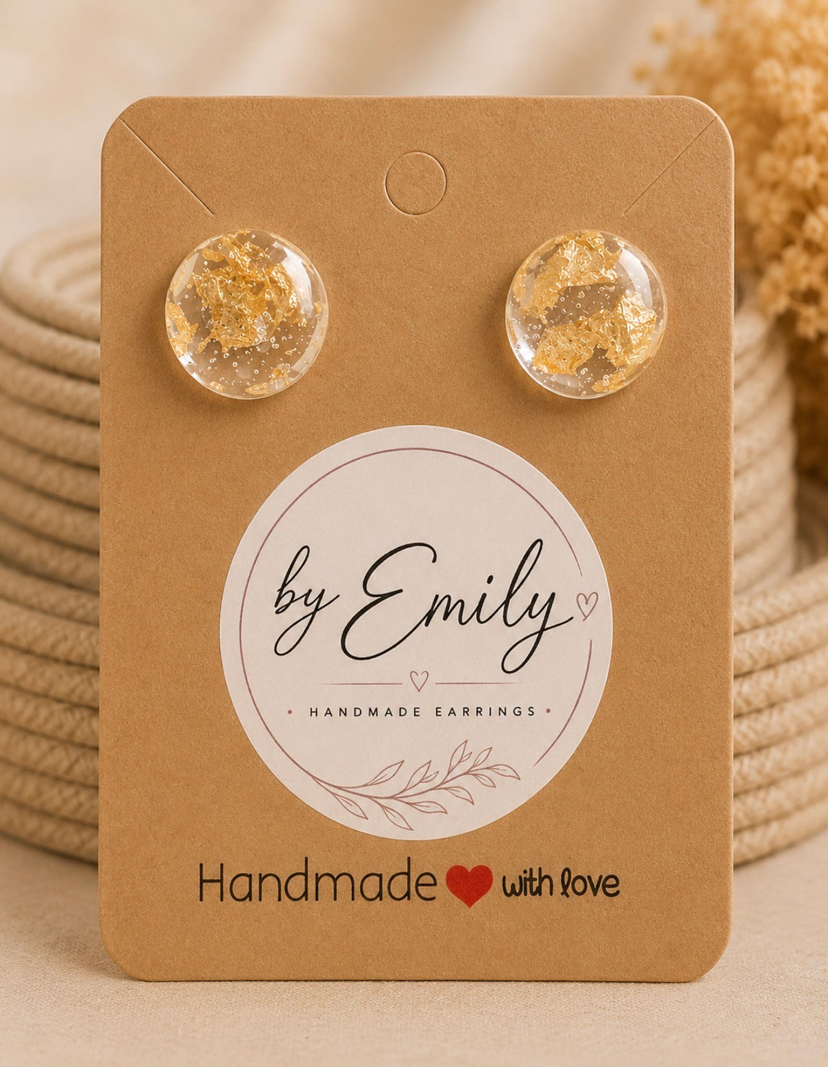 Clear & Gold Large Studs