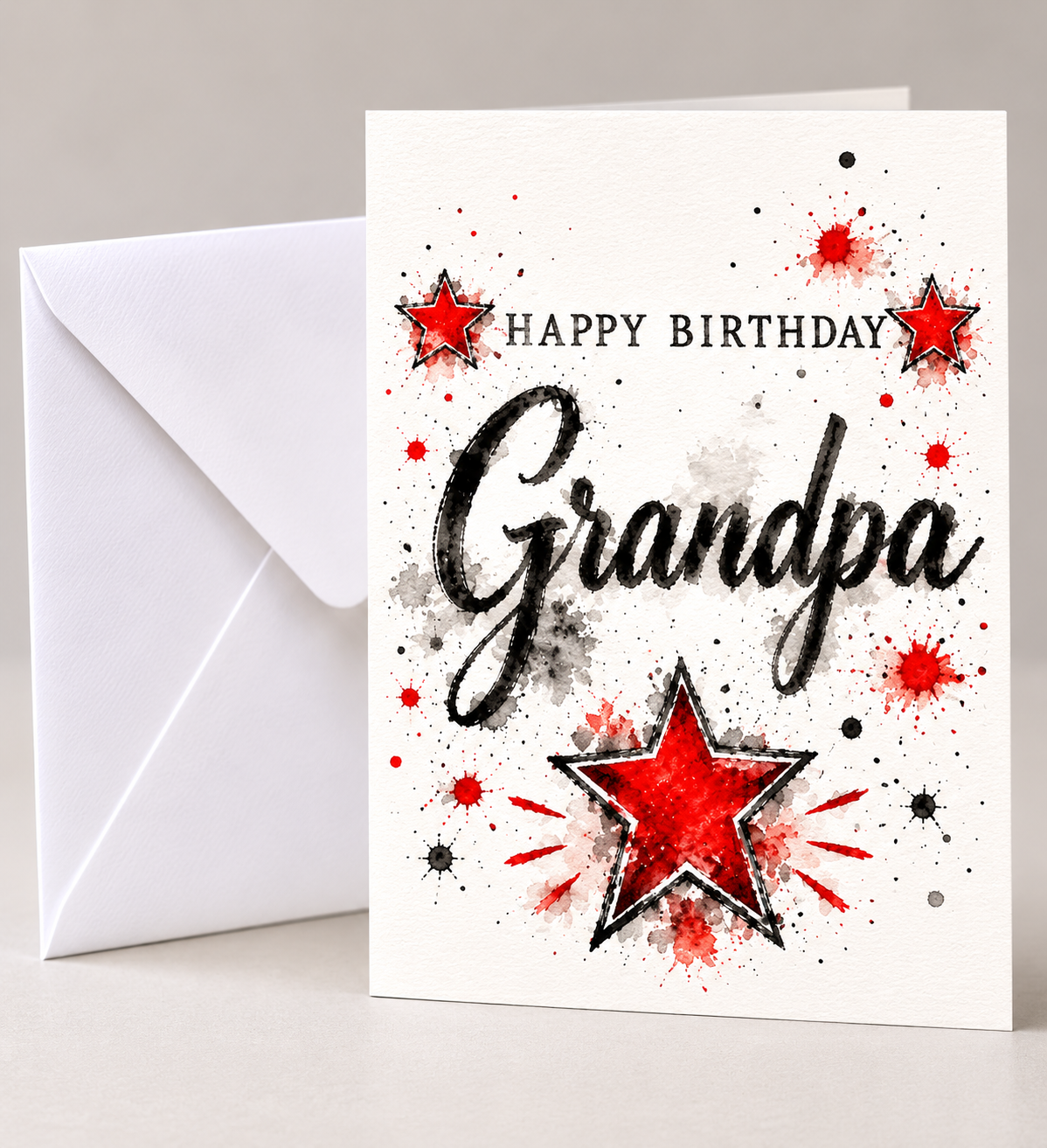 Black & Red Star Male Birthday Cards