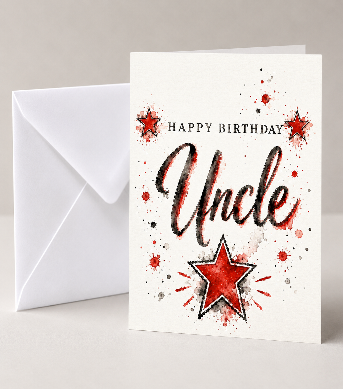 Black & Red Star Male Birthday Cards
