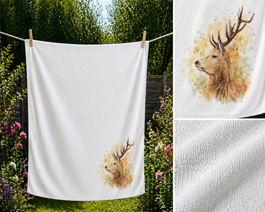 Red Deer Stag Tea Towel