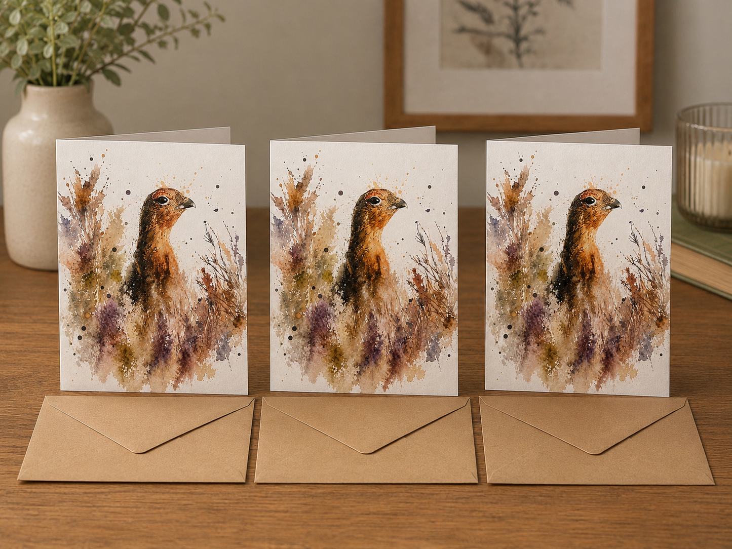 Red Grouse Watercolour Blank Card