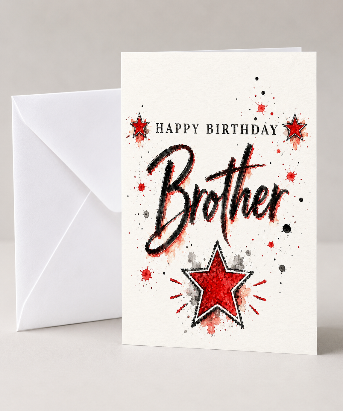 Black & Red Star Male Birthday Cards
