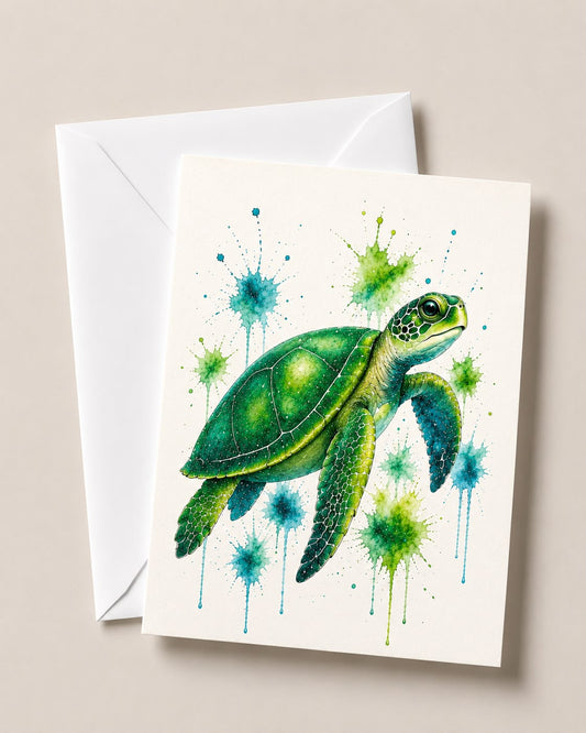 Watercolour Turtle Card