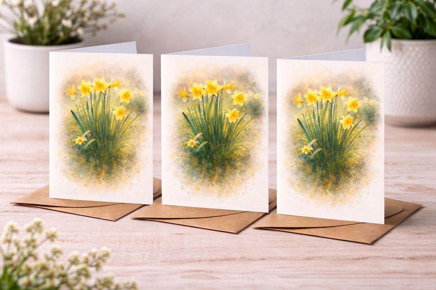 Daffodil Watercolour Blank Card
