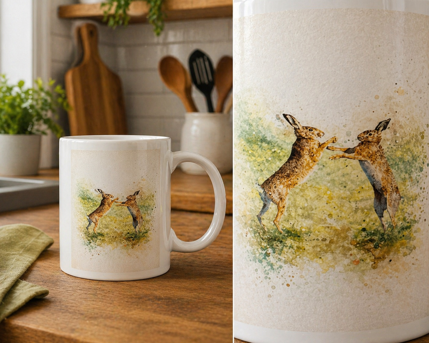Boxing Hares Mug