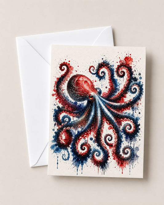 Watercolour Bold Octopus Card