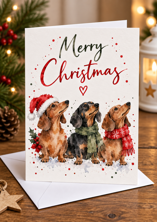 Dachshund Christmas Card