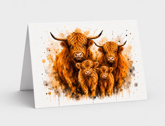 Family of Highland Cows Card