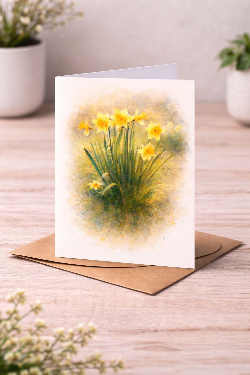 Daffodil Watercolour Blank Card