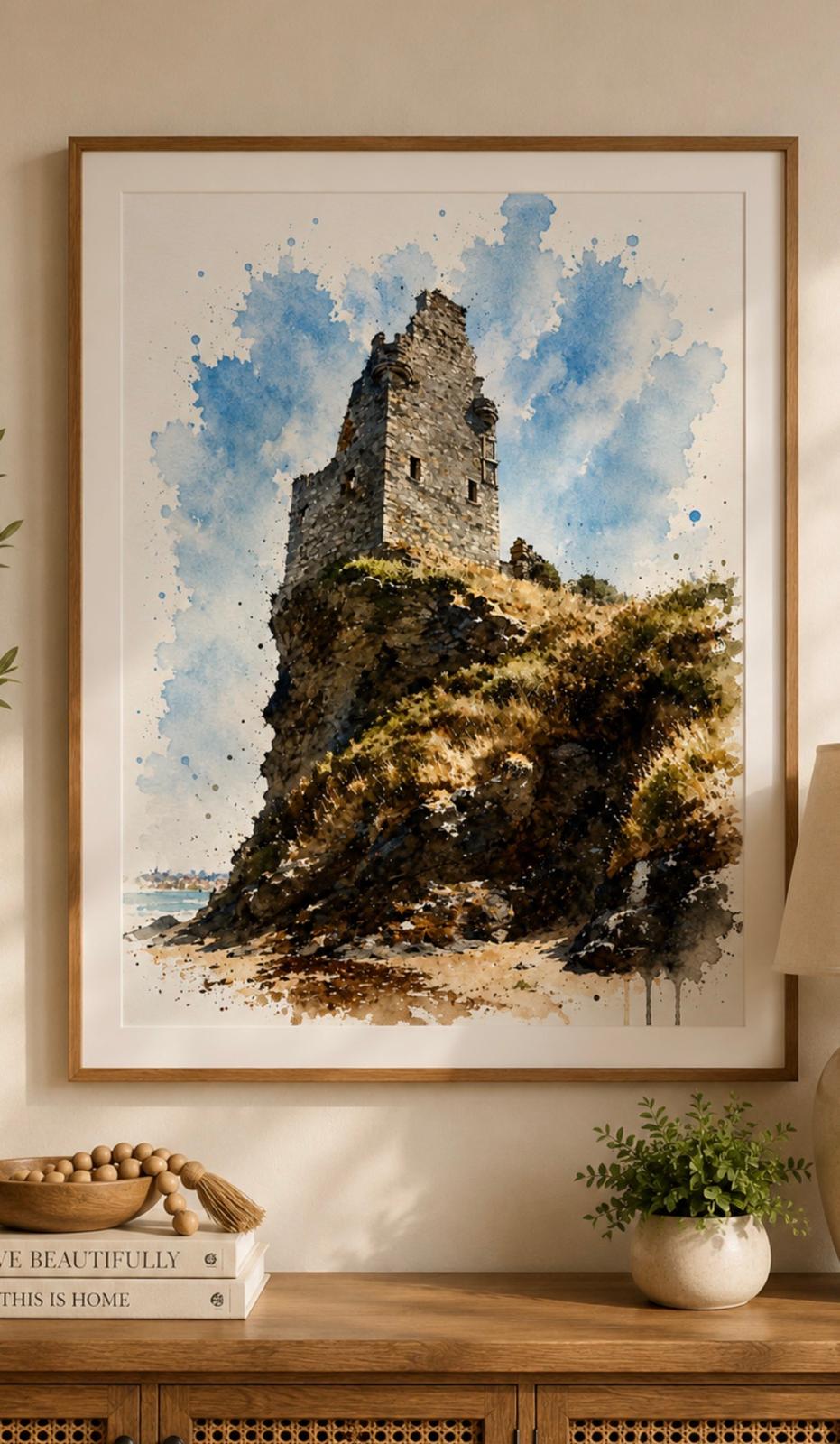 UK Castles & Landmark Watercolour Art Prints (various)
