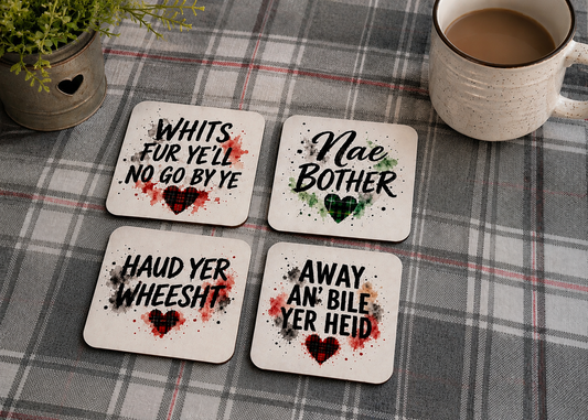 Scottish Phrases MDF Coasters