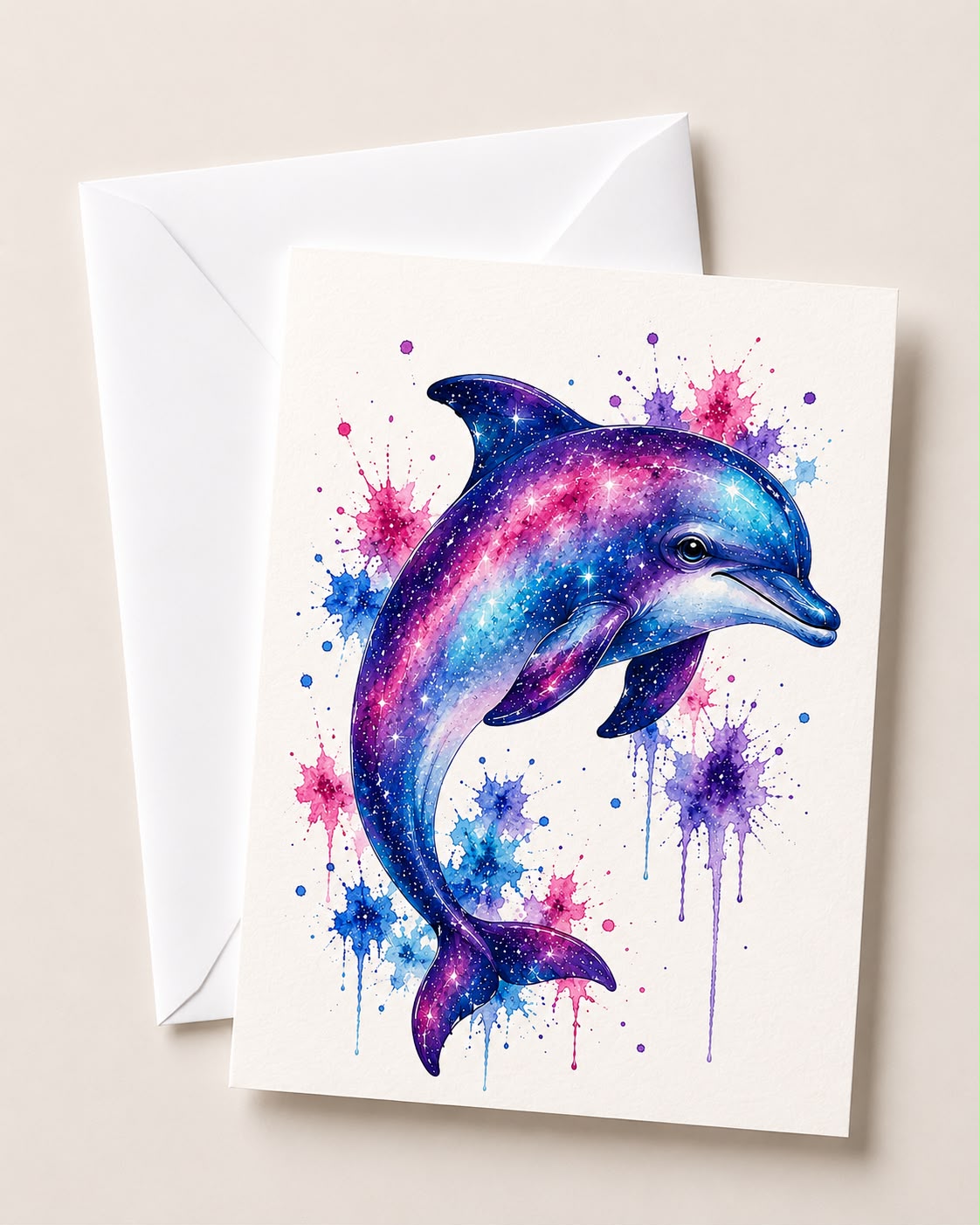 Watercolour Dolphin Card