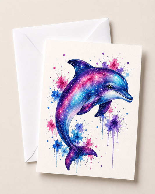 Watercolour Dolphin Card