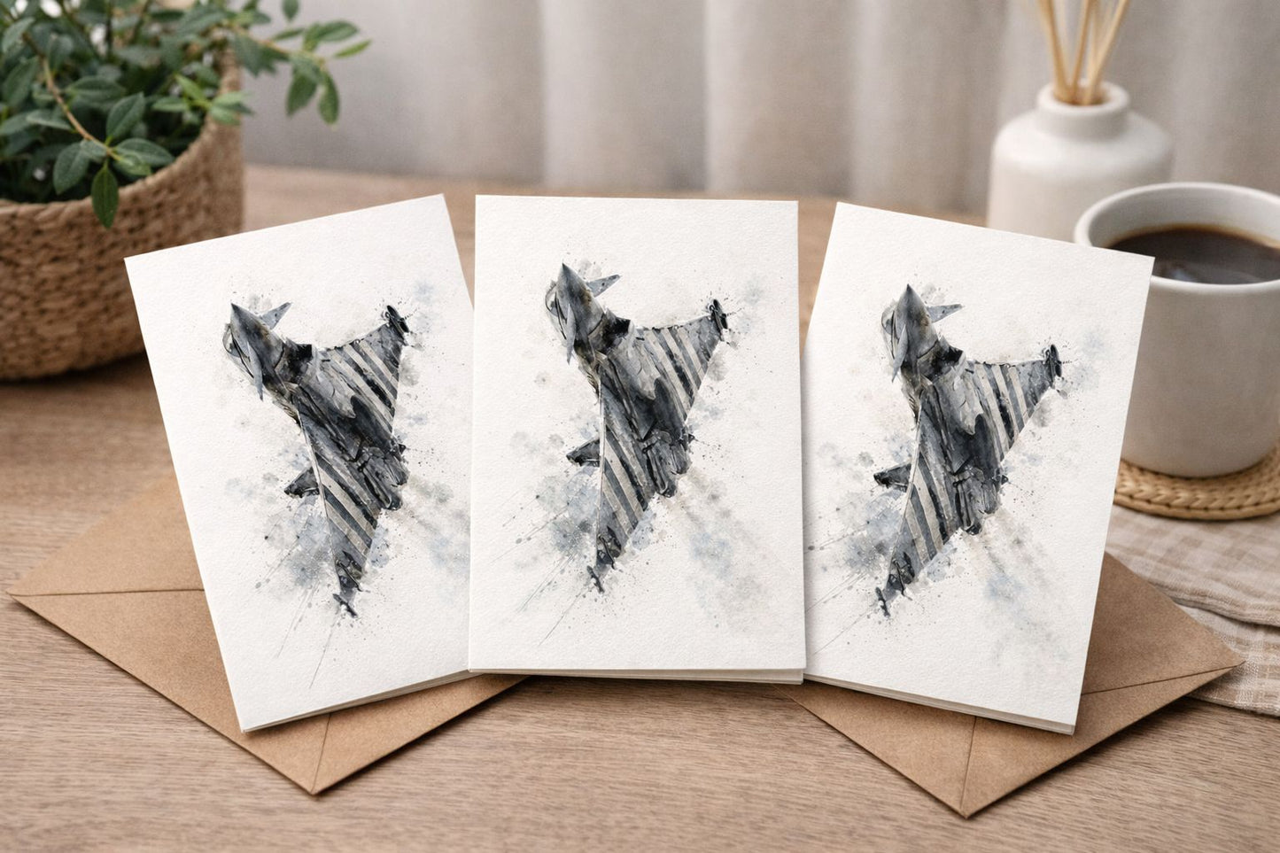 Jet Typhoon Watercolour Blank Card