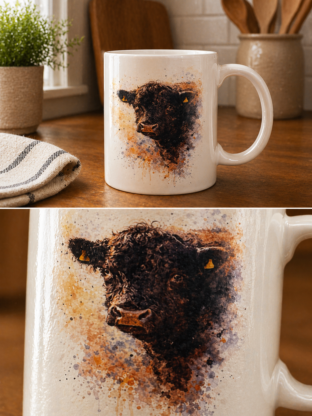 Watercolour Bull Mug