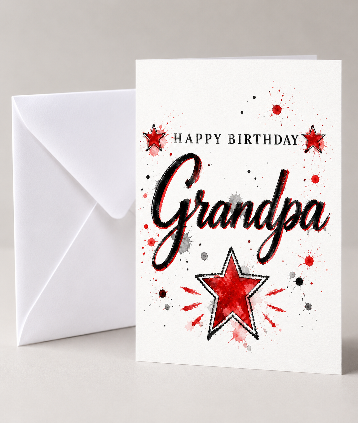 Black & Red Star Male Birthday Cards