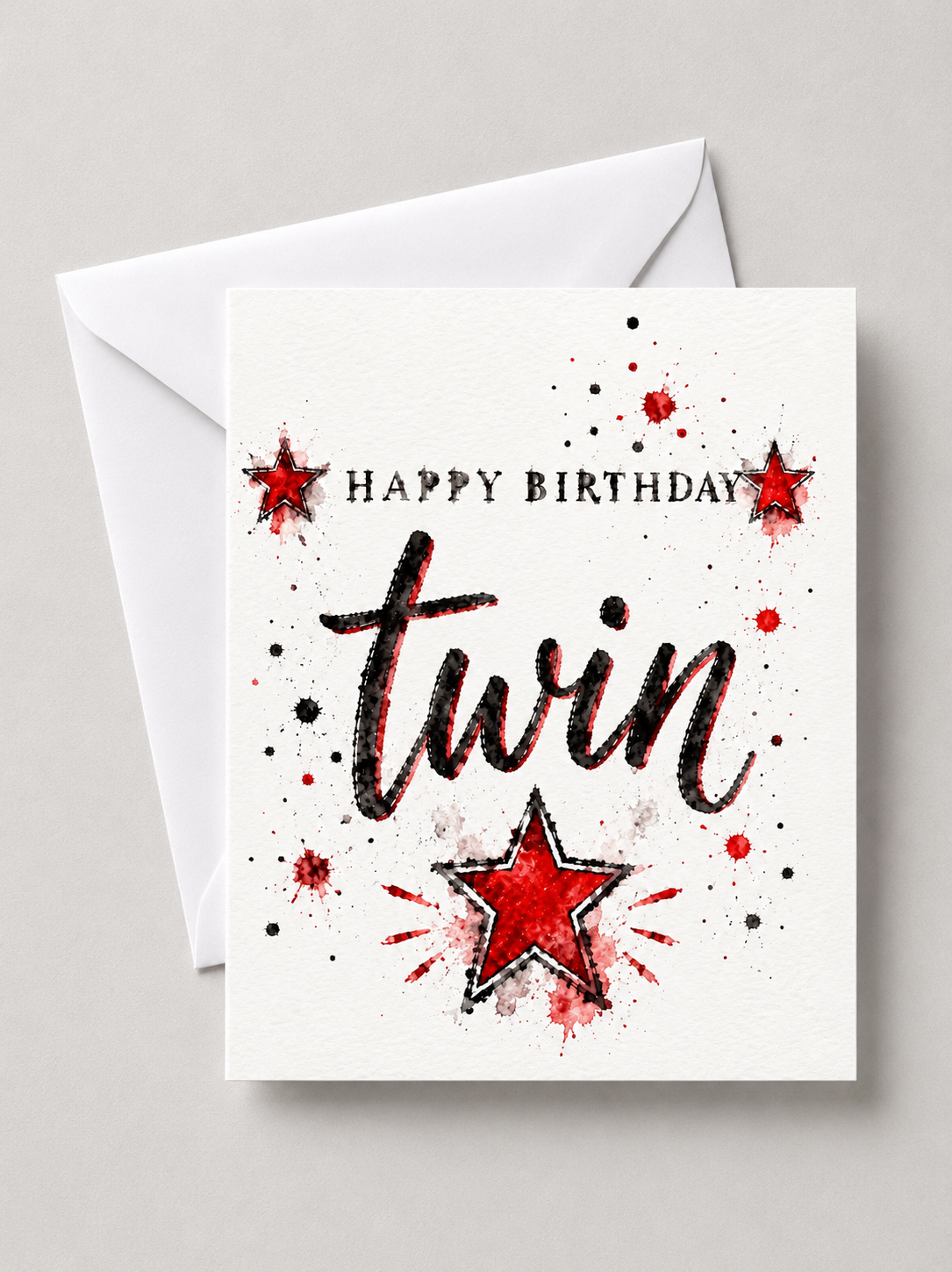Black & Red Star Male Birthday Cards