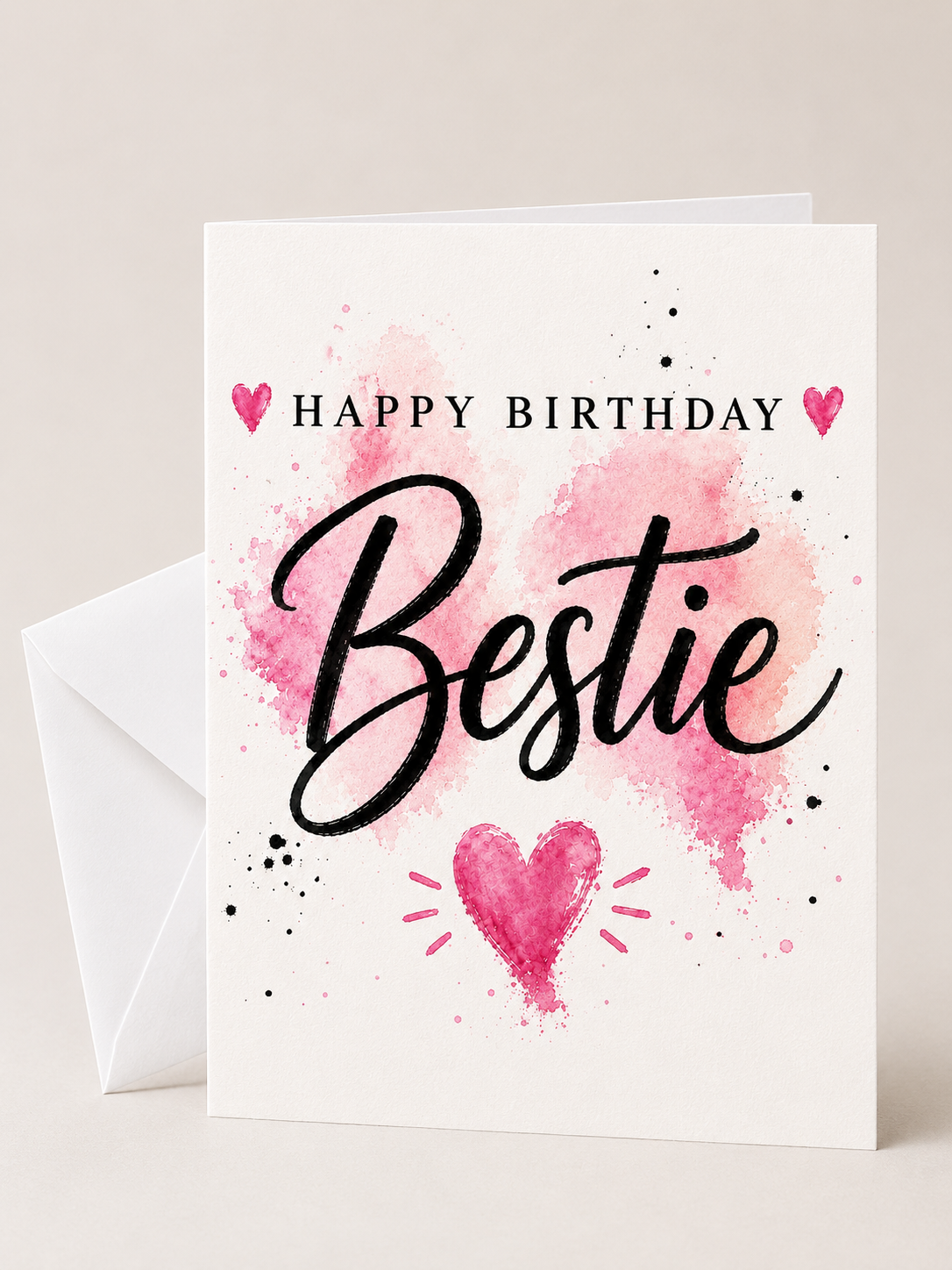 Pink Heart Splash Birthday Cards
