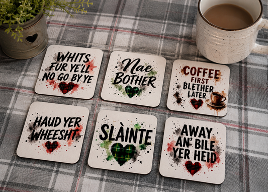 Scottish Phrases MDF Coasters