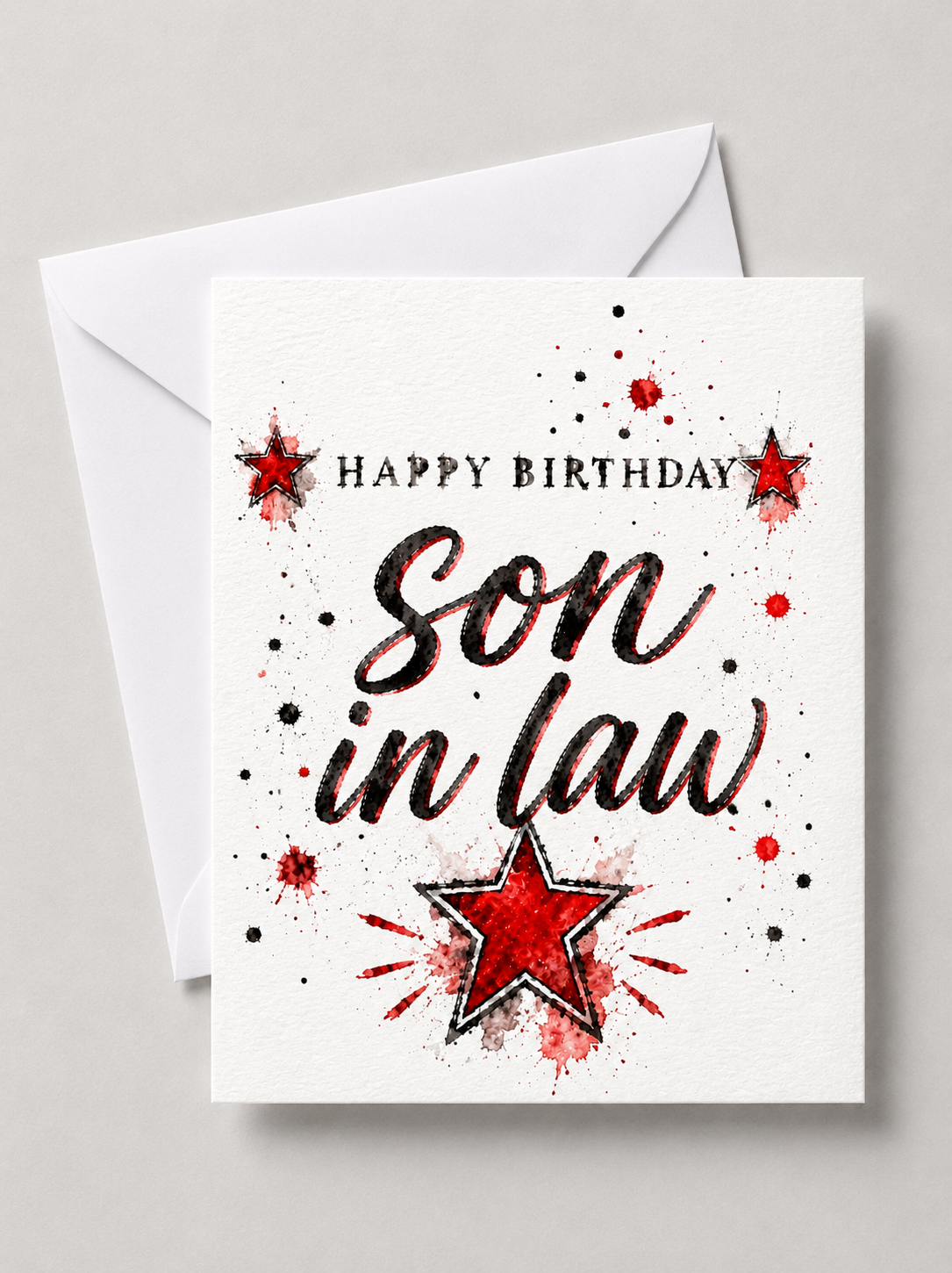Black & Red Star Male Birthday Cards