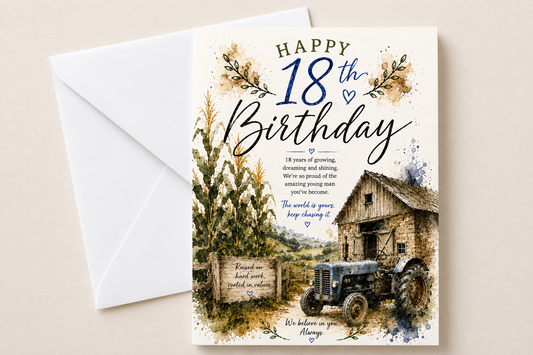 Blue Tractor Milestone Birthday Cards