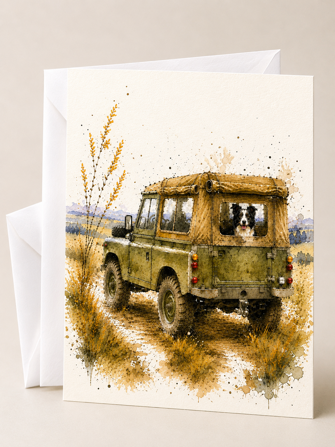 Land Rover with Dogs in Rear Cards